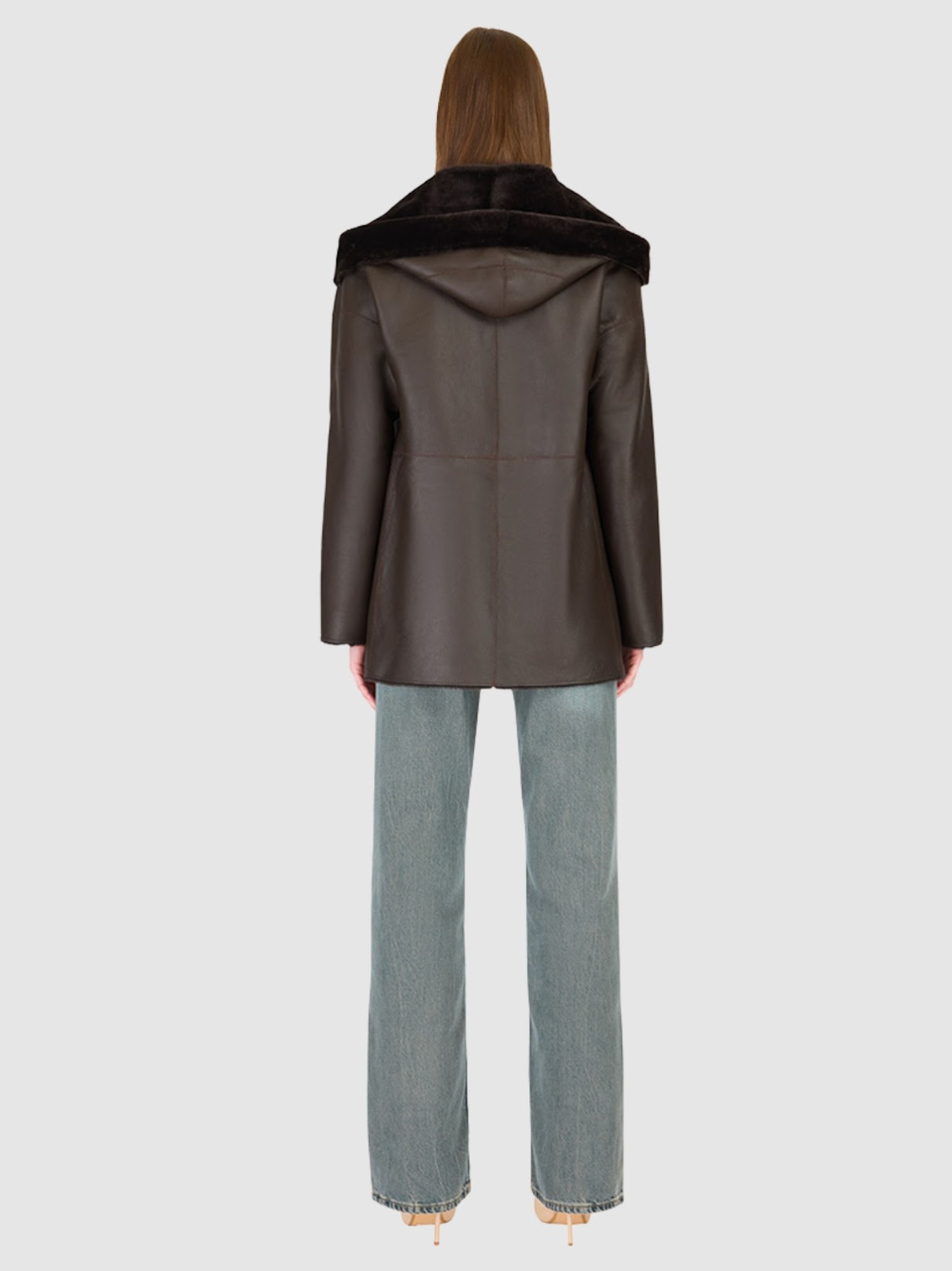 Cherez Reversible Shearling Jacket in Chocolate Silky by HISO