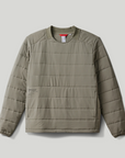 Green puffer jacket on a light gray background