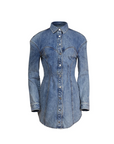 Blue denim shirt on a white background