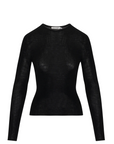 Black long-sleeve top on a white background