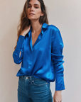 Daria French Blouse in Lapis Blue by Catherine Gee