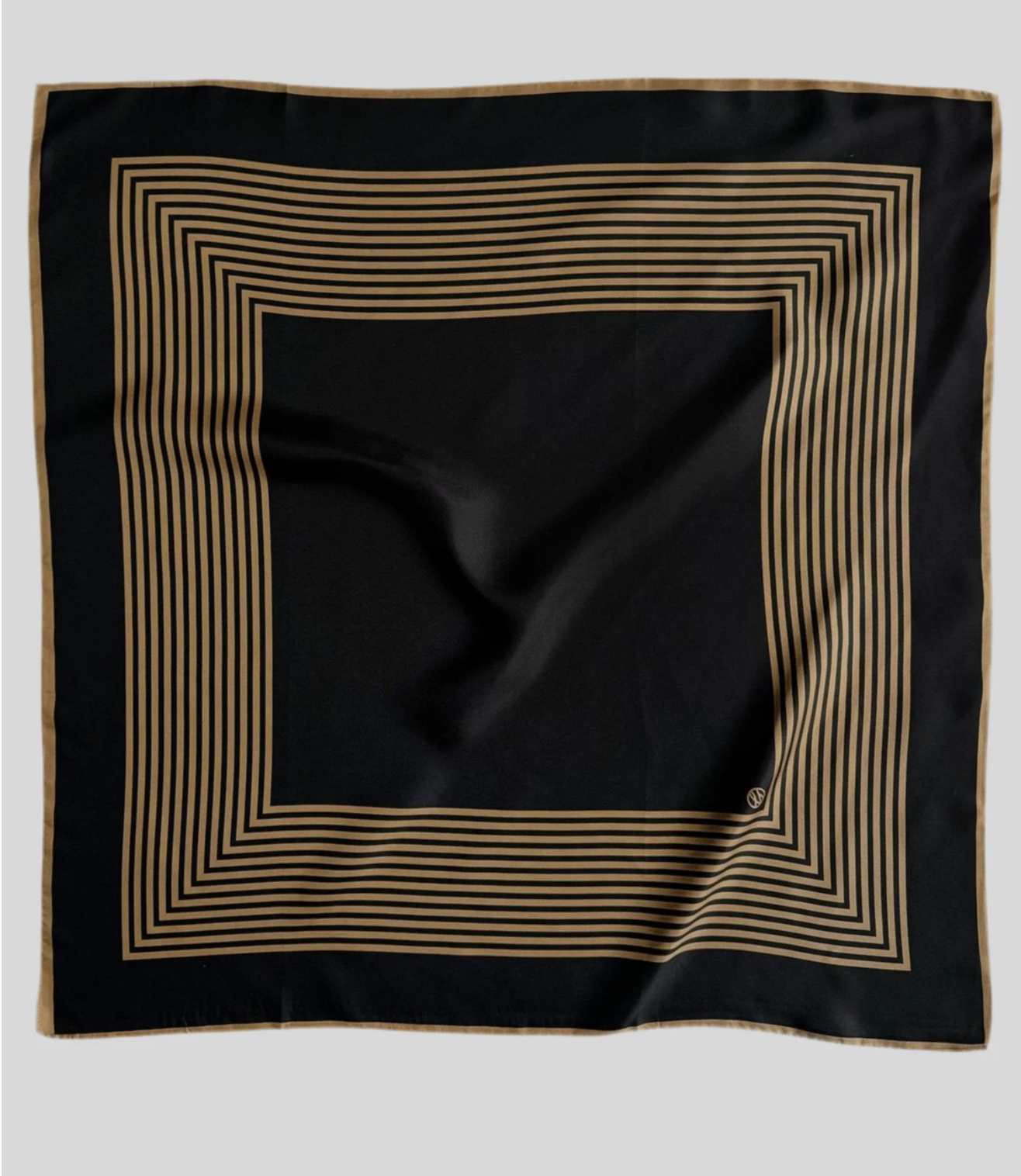 Striped Scarf in Black & Gold 80cm by Le Scarf