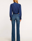 Kyle 5-Pocket Low-Rise Flare Jean in Medium Wash by Ramy Brook