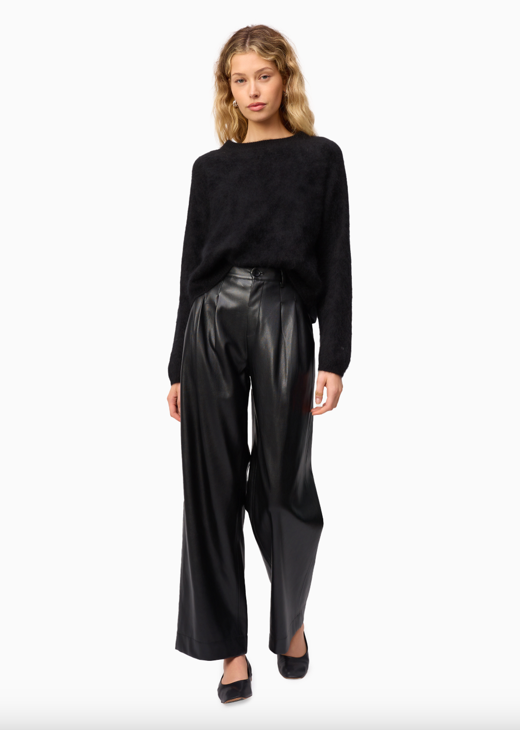 Andorra High Rise Vegan Leather Pant in Black by Cami NYC