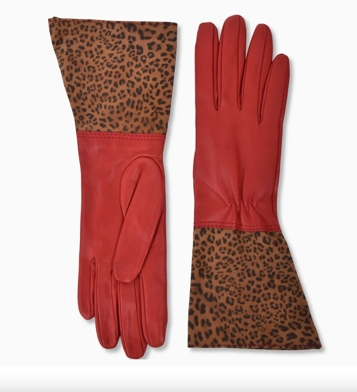 Italian Nappa Leopard Suede Cuff Gauntlet by Amato New York