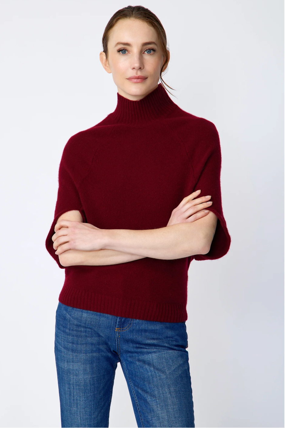 Cashmere Cape Sweater in Bordeaux by KAL REIMAN