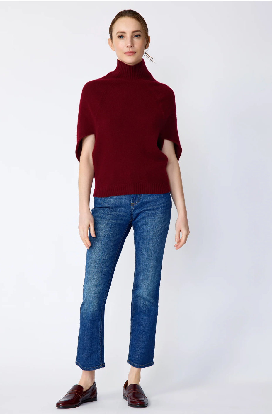 Cashmere Cape Sweater in Bordeaux by KAL REIMAN