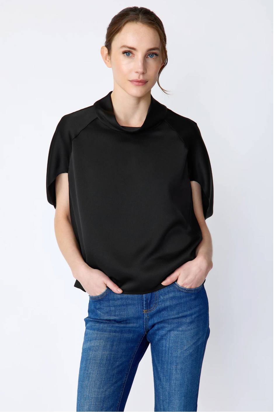 Angelica Cape Top in Black by KAL REIMAN