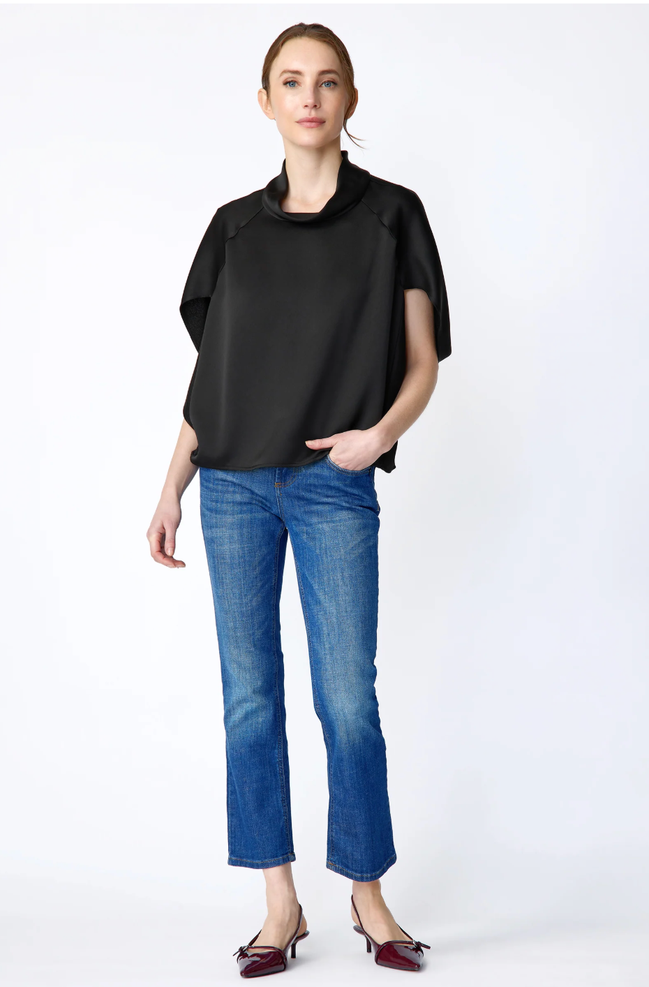 Angelica Cape Top in Black by KAL REIMAN
