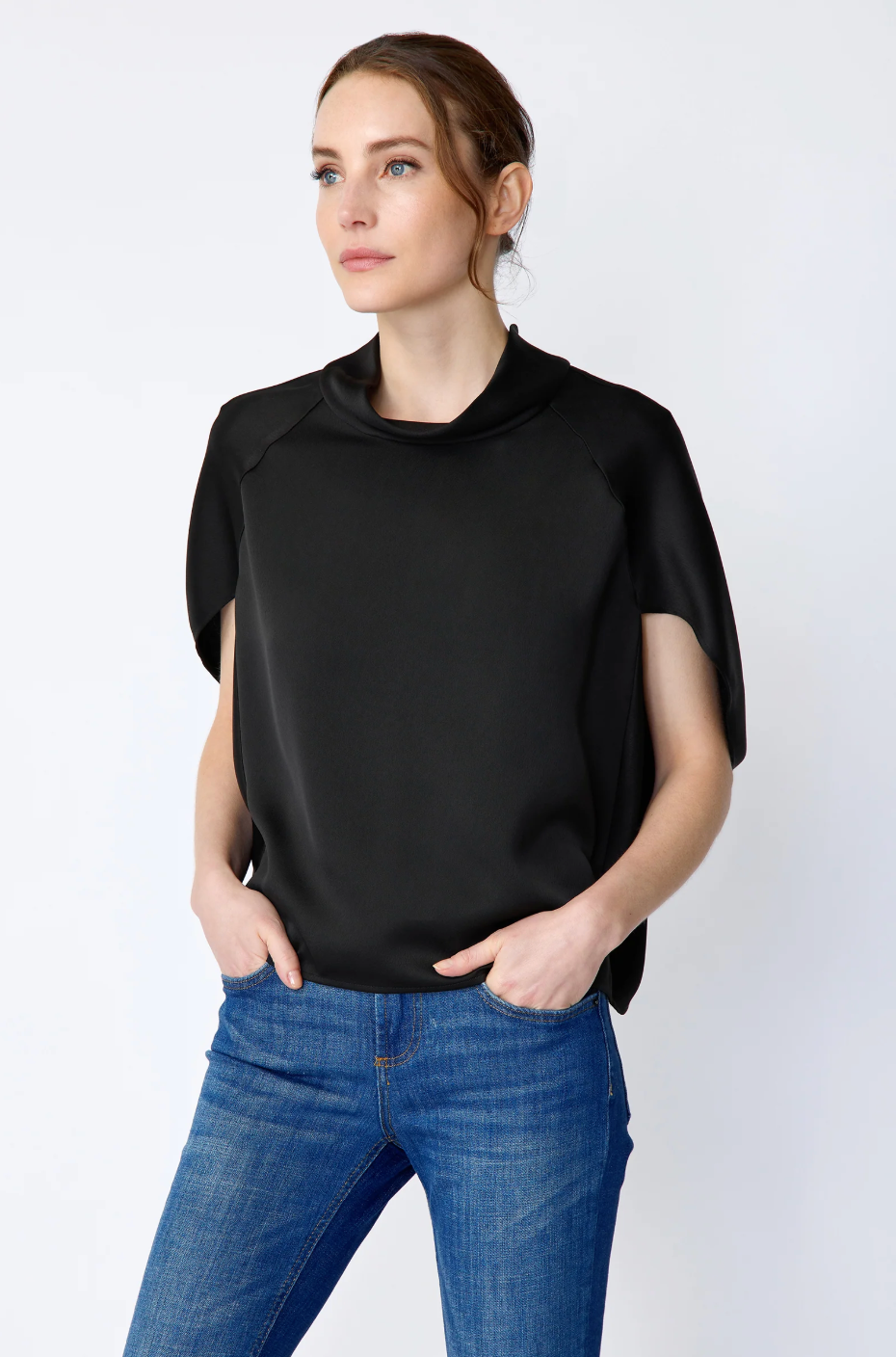 Angelica Cape Top in Black by KAL REIMAN