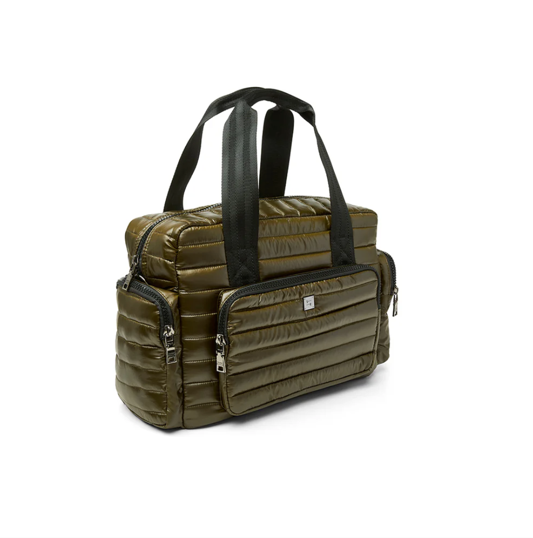 Voyager Travel Bag in Shiny Olive by Think Royln