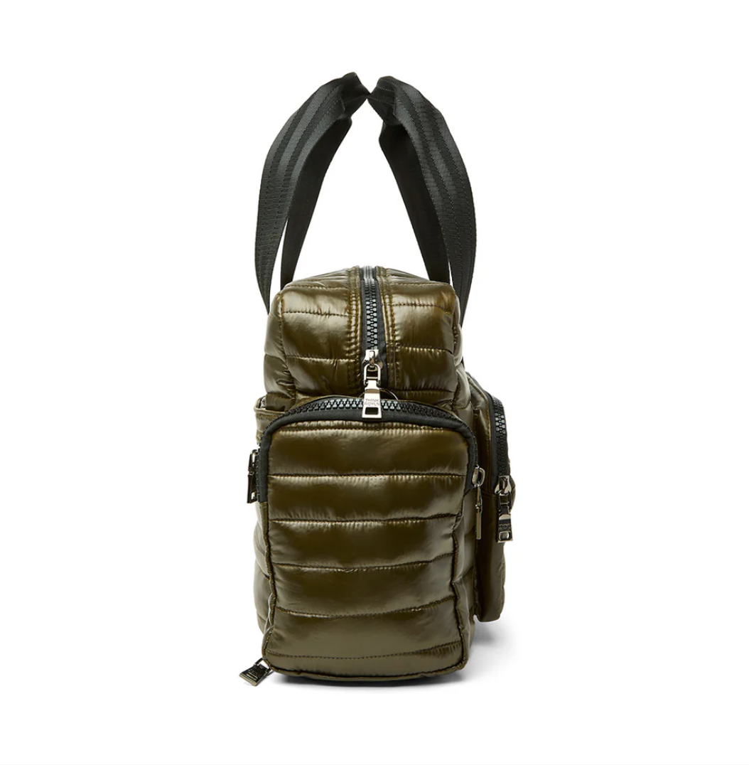 Voyager Travel Bag in Shiny Olive by Think Royln