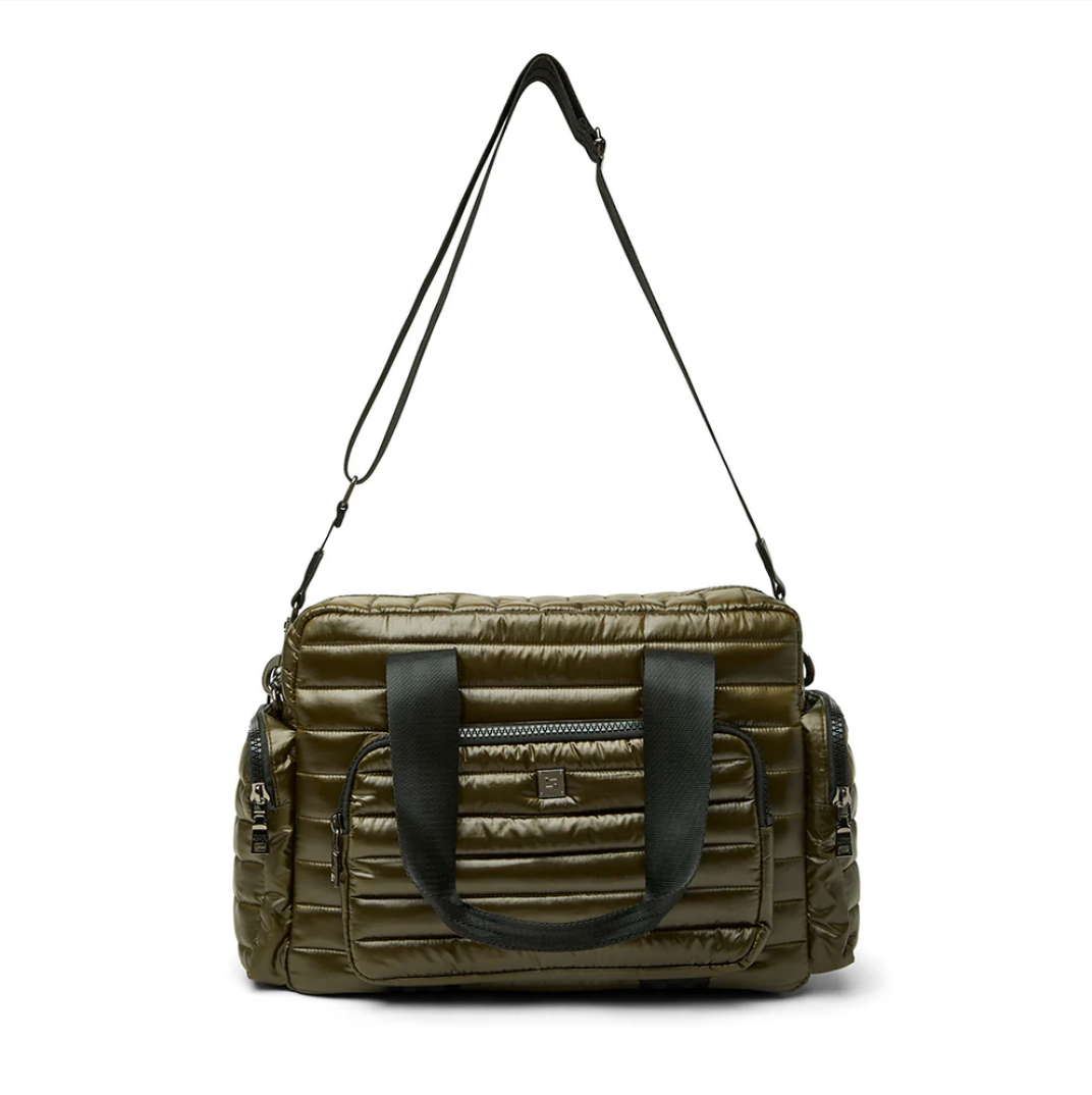 Voyager Travel Bag in Shiny Olive by Think Royln