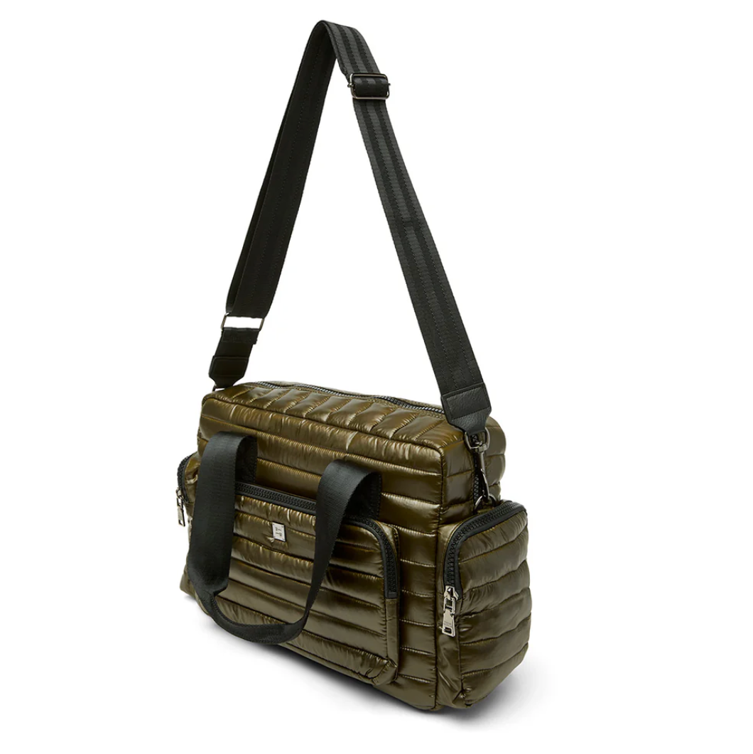 Voyager Travel Bag in Shiny Olive by Think Royln