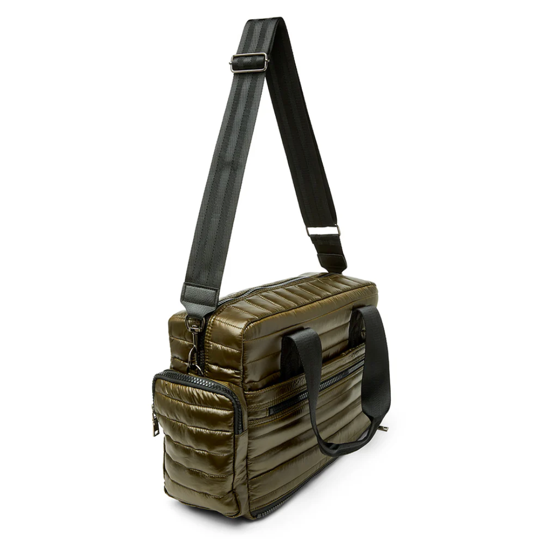 Voyager Travel Bag in Shiny Olive by Think Royln