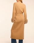 Louise Wool Blend Faux Fur Trim Duster Sweater by Ramy Brook