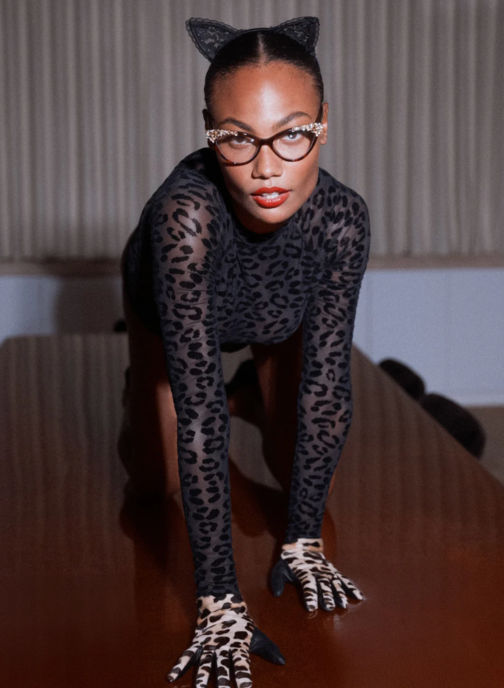 Flocked Leopard Bodysuit by Fleur Du Mal