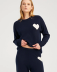 Navy Cashmere Heart Logo Sweatshirt by SPRWMN