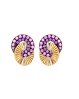 14k Gold Pink and Purple Sapphire Interlock Studs by Leela Grace