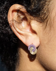 14k Gold Pink and Purple Sapphire Interlock Studs by Leela Grace