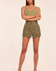 Hilary Canvas Mini Short in Safari Green by Ramy Brook