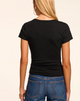 Kate Knit Short Sleeve Ruched Tee in Black by Ramy Brook