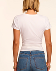 Kate Knit Short Sleeve Ruched Tee in White by Ramy Brook