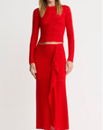 Long Sleeve Cropped Crewneck in Chili by Smythe
