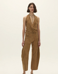 Fuste Leather Top in Camel by Curatoria
