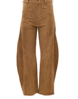 Quebrada Suede Trousers in Camel by Curatoria