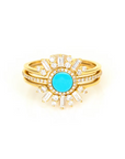 Turquoise and Diamond Sun Ring by Leela Grace Jewelry