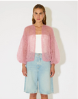 Mohair Light Bomber Cardigan in English Rose by Maiami