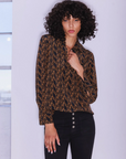 Daria French Cuff Silk Blouse in CC Print by Catherine Gee
