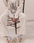 Clay Sandal in Sand Suede Sky Blue by Laidback London