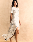 Audrey T-Shirt Dress in White Snake by Michelle Jonas