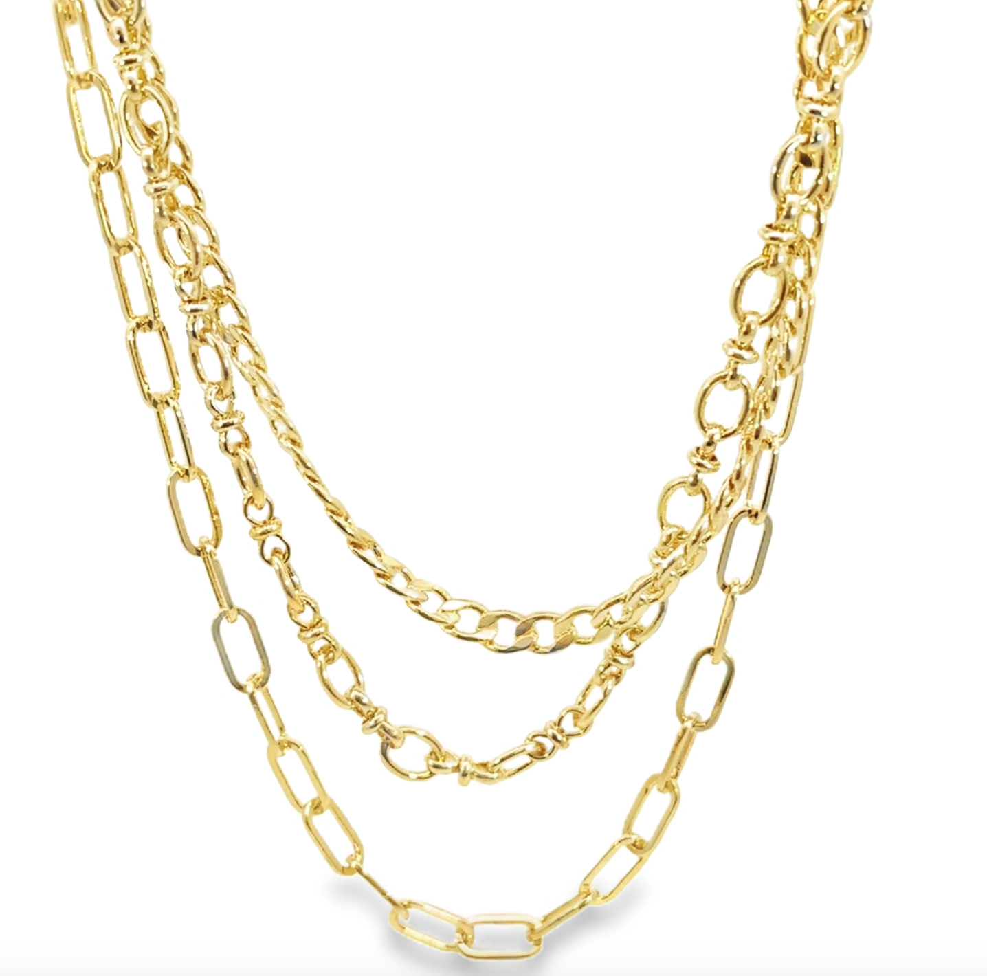Triple Gold Necklace by Leela Grace Jewelry
