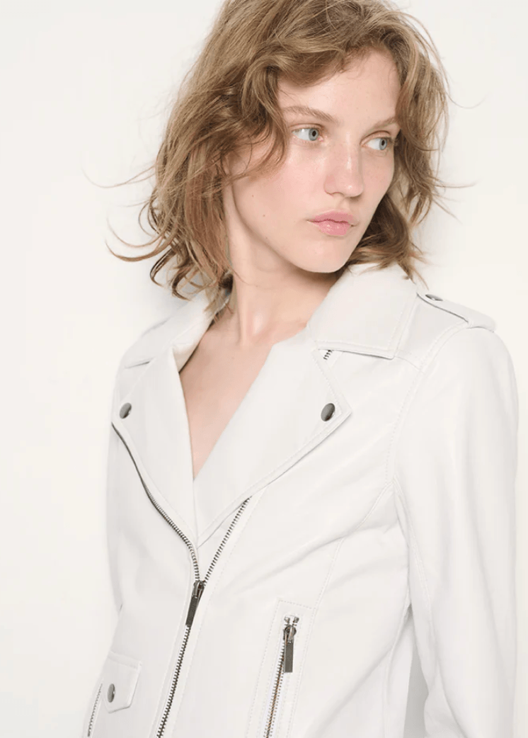 Cult Recycled Leather Jacket in White by AS by DF