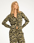 Green Leopard Silk Fitted Button Down by SPRWMN