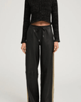 Black & Gold Leather Baggy Athletic Pants by SPRWMN