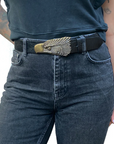 Black Leather Eagle Belt by Kim White
