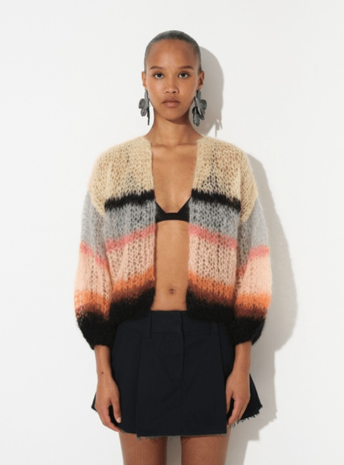 Striped Mohair Cardigan Signature Stripe' Wool-Mohair Cardigan