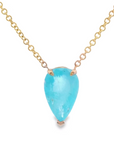 Neon Blue Paraiba Turquoise Teardrop Necklace by Leela Grace Jewelry