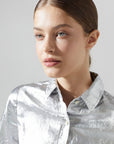 San Marino Metallic Linen Shirt in Silver by Lanhtropy