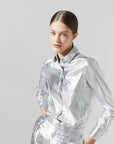 San Marino Metallic Linen Shirt in Silver by Lanhtropy