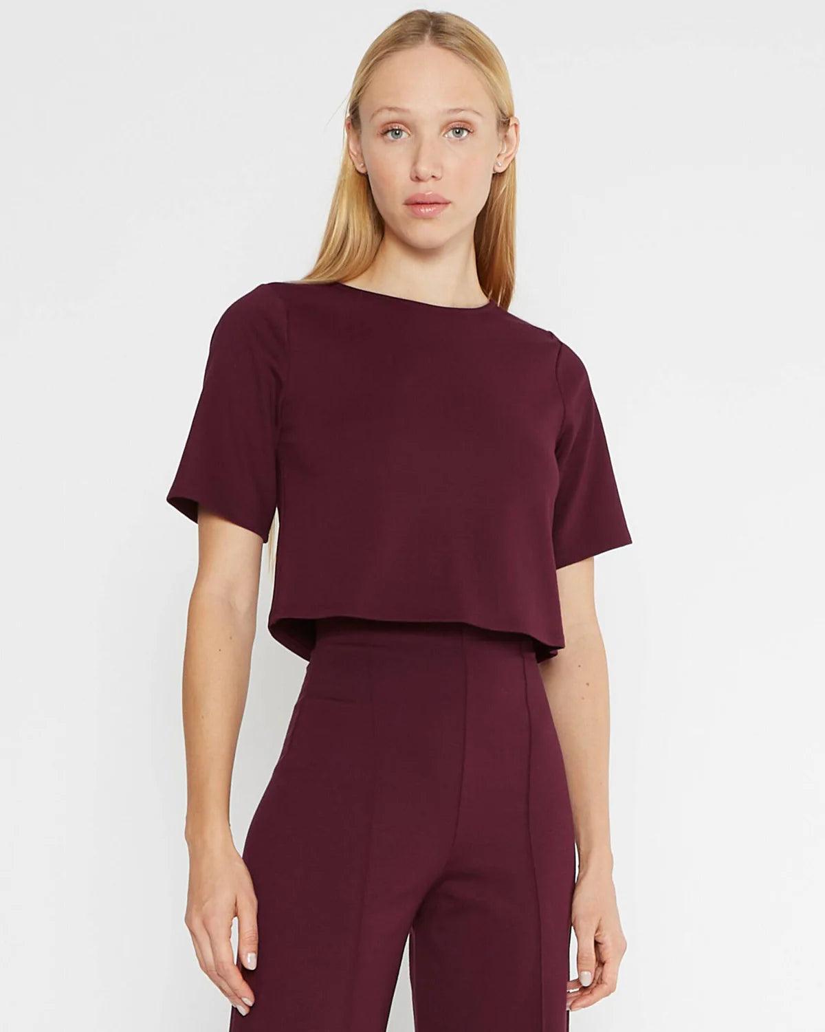 Ponte Knit Short Sleeve Top in Elderberry by Ripley Rader