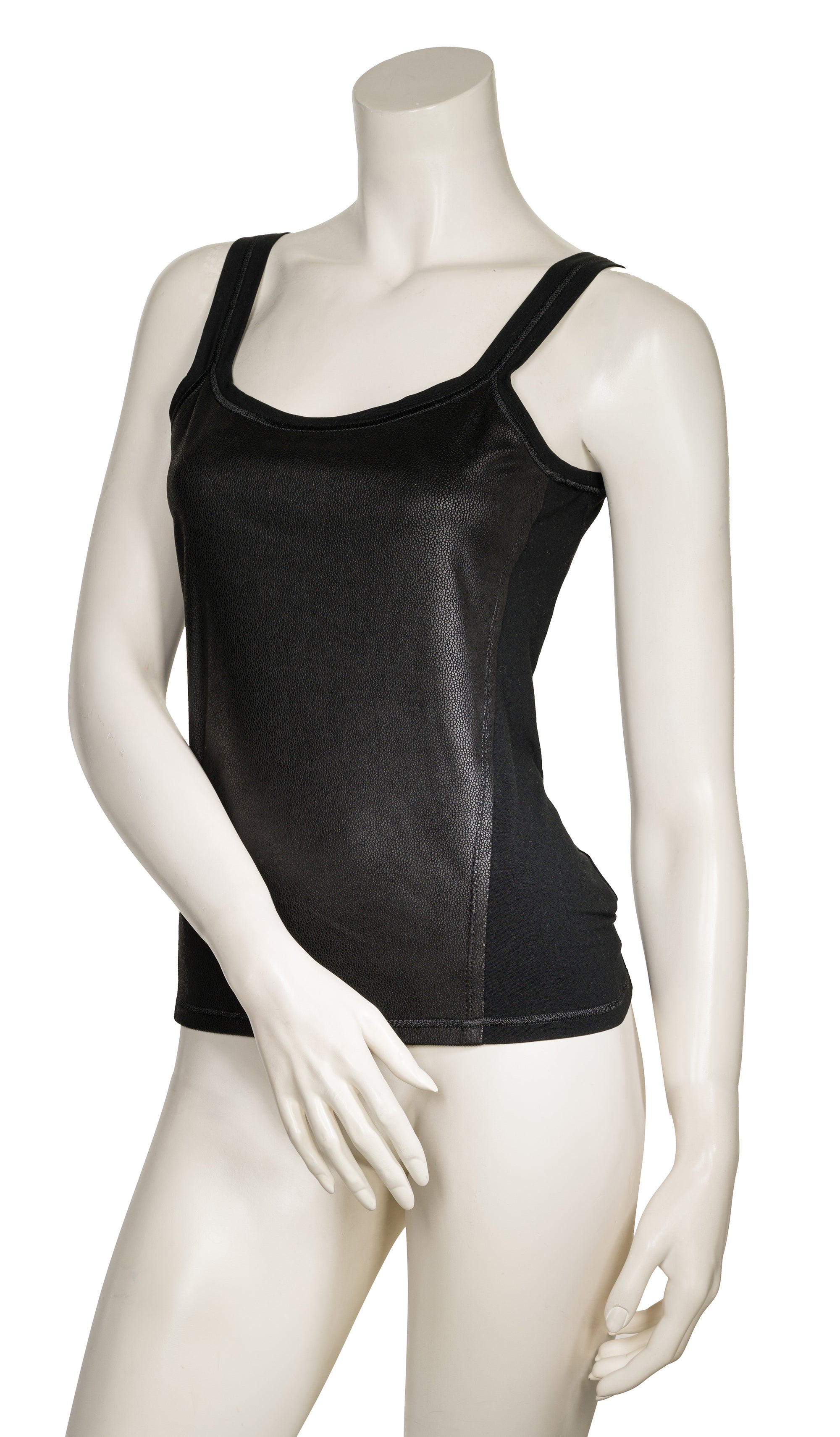 Leather Tank Top in Black by Beate Heymann
