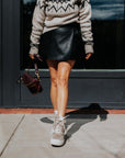 Rose Leather Mini Skort. by Ramy Brook