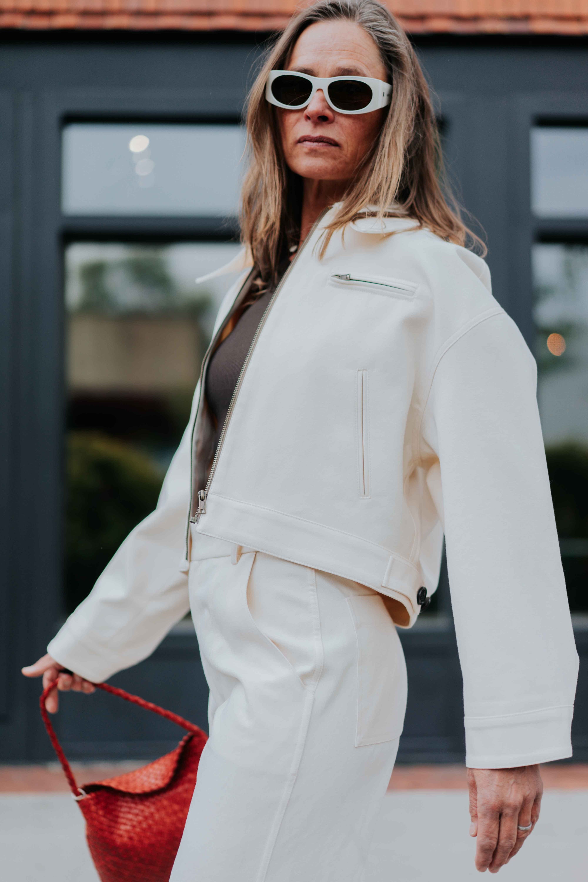 Crop Zip Jacket in Ecru by Smythe
