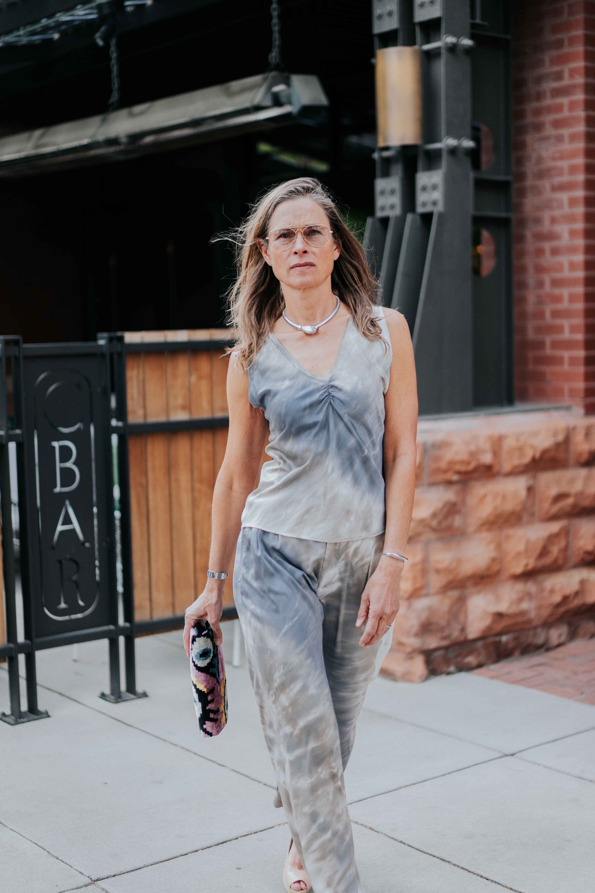 High Waisted Pleated Pant in Sand by Michelle Jonas