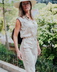 Sleeveless Maxi Dress in Brown/Khaki Snake by Michelle Jonas